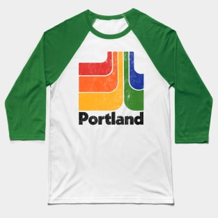 Portland, OR // Retro Typography Design Baseball T-Shirt